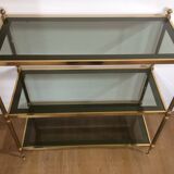 Three tier brass and glass console