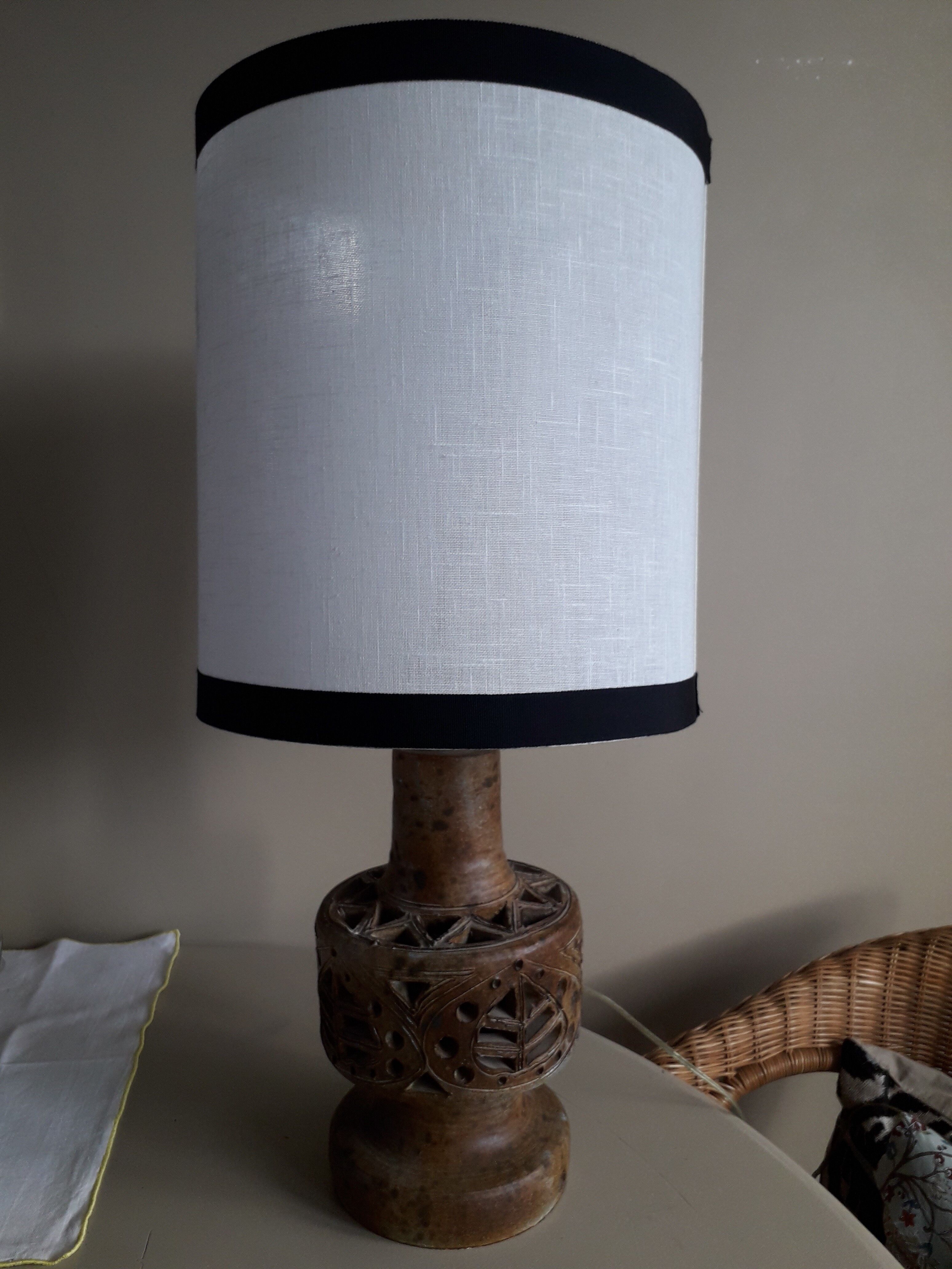 Sandstone lamp from the 60s signed Agnès Escala