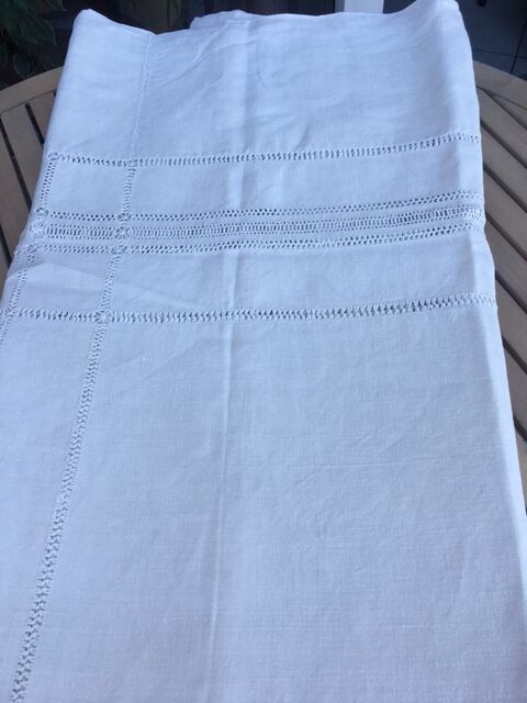 antique linen hand embroidered sheet with monogram and days