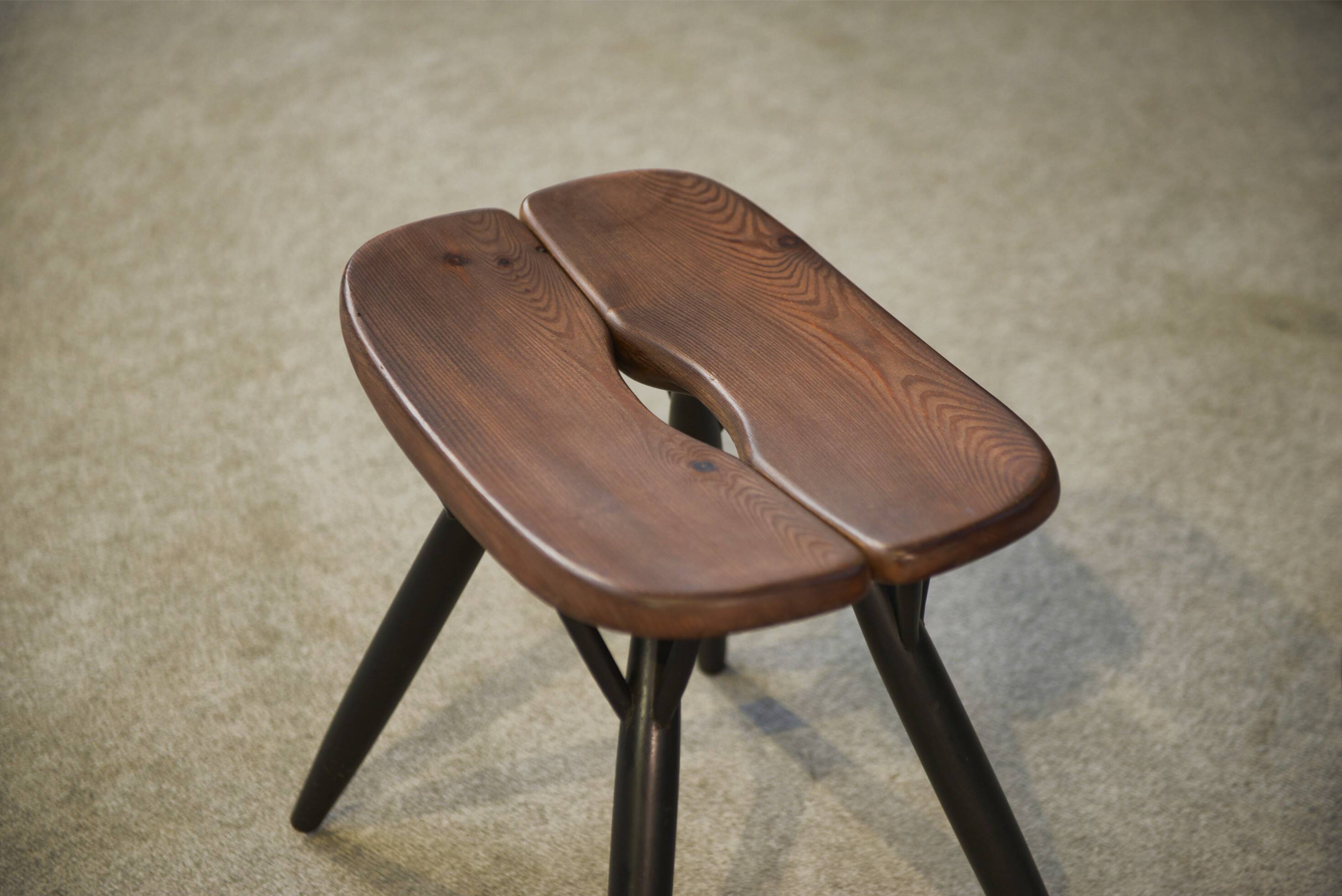 Pair of Pirkka stools by Ilmari Tapiovaara for Laukaan Puu (first edition, stamped) 1950s