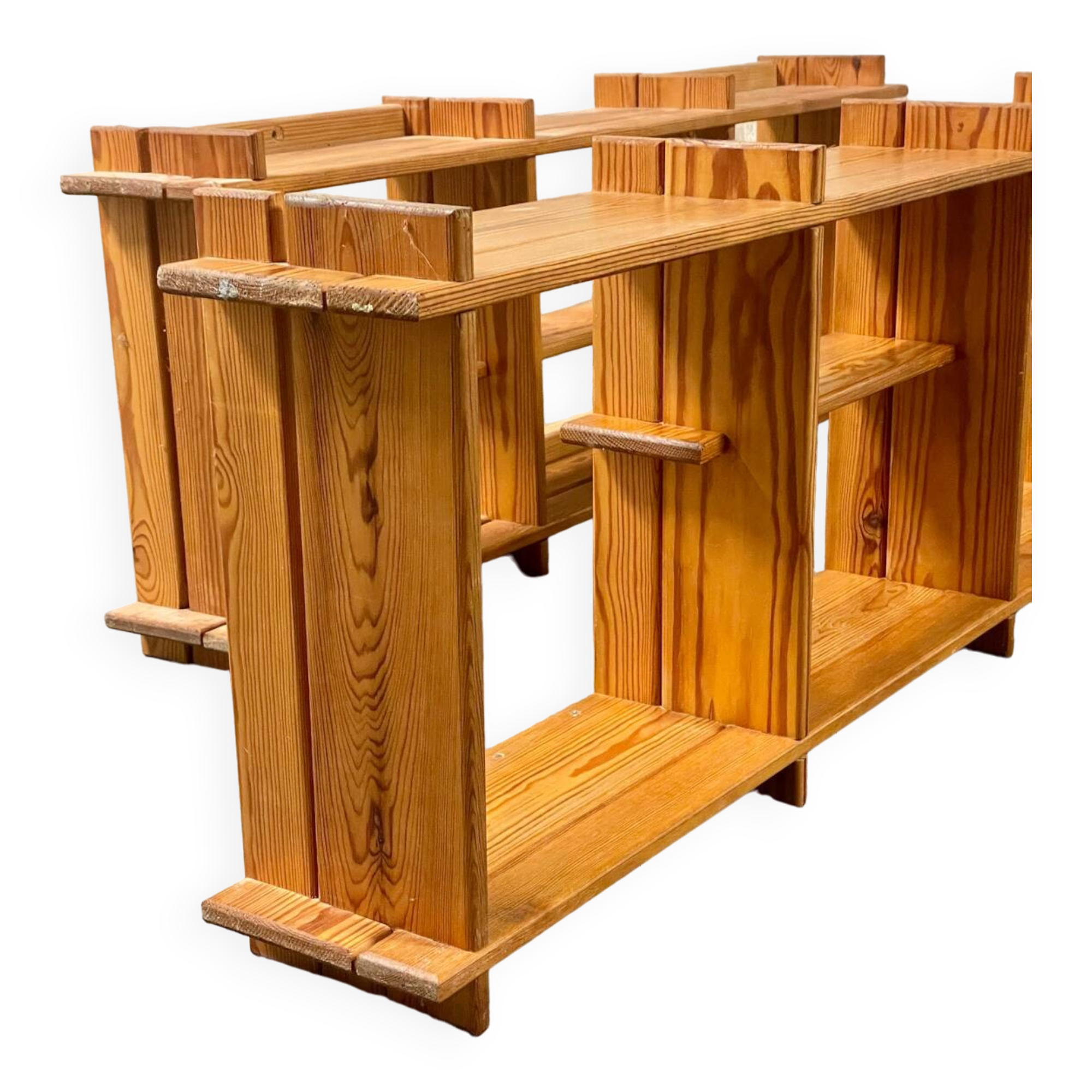 Pair of pine wall shelves