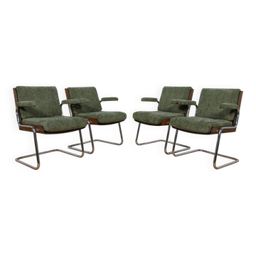 Chrome and Teak Chairs by Gordon Russell, United Kingdom, 1970s, Set of 4