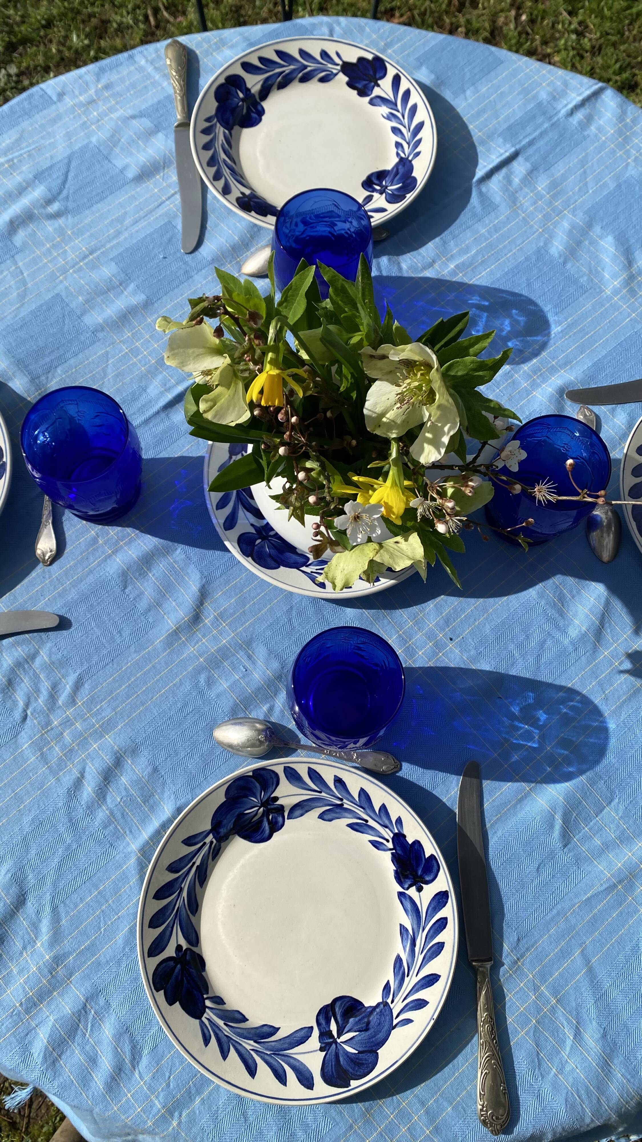 Vintage cobalt blue water glasses