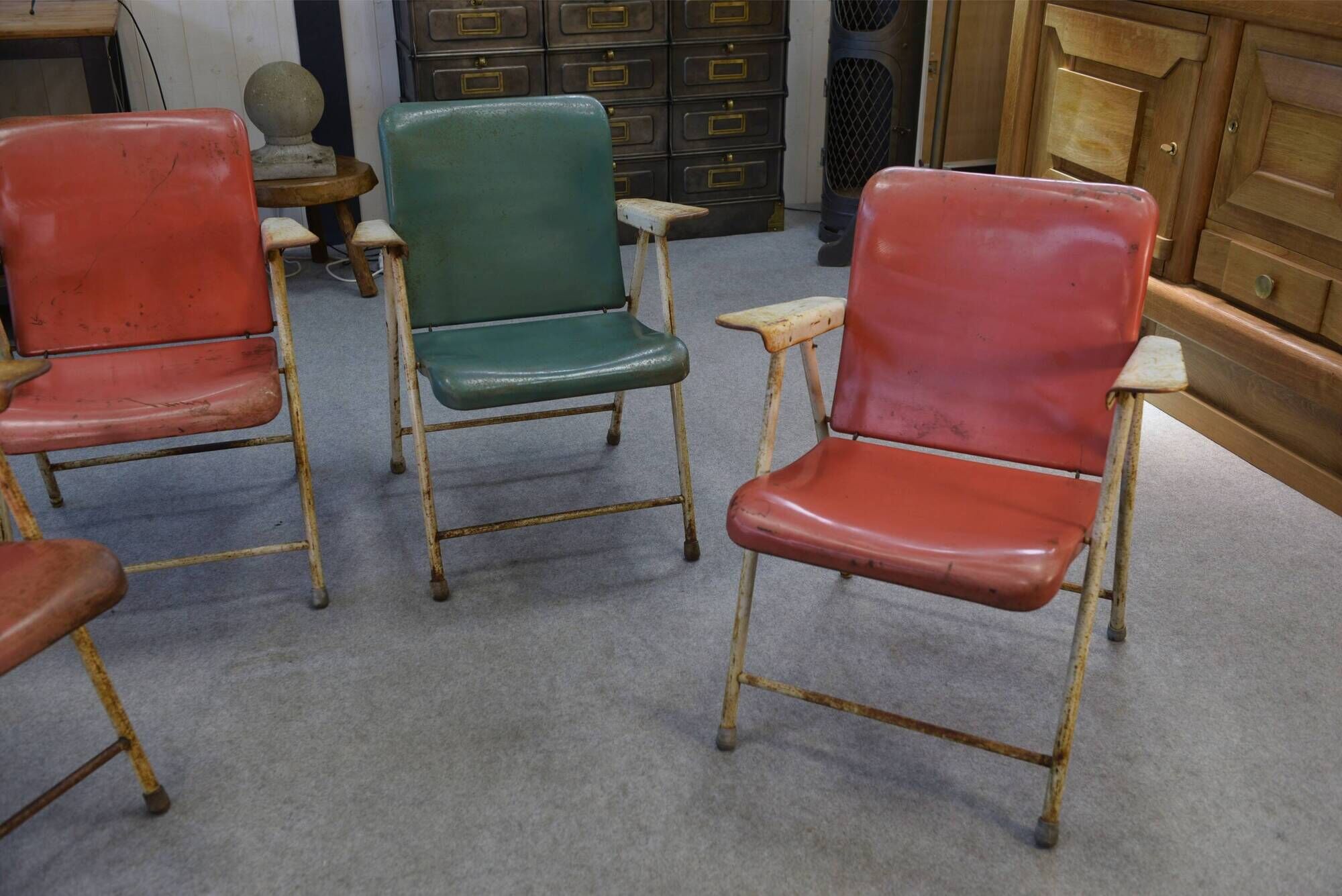 Folding chairs by Russel Wright for Samsonite Chairs 1960s