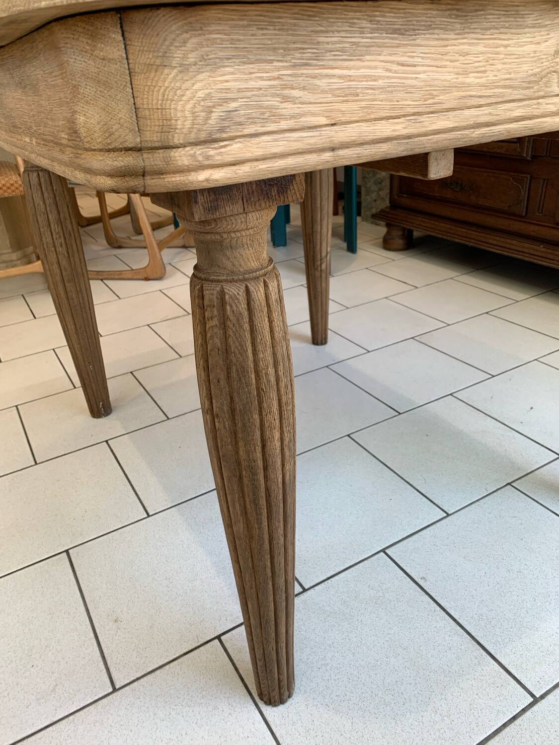 Art Deco Raw Solid Oak Table