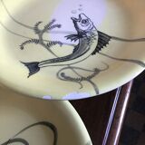6 assiettes à décor de poisson