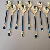 Vintage set of 12 Mid Century Modern gold colored Japanese stainless s