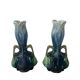Pair of vases in slipware with Art Nouveau floral decoration.