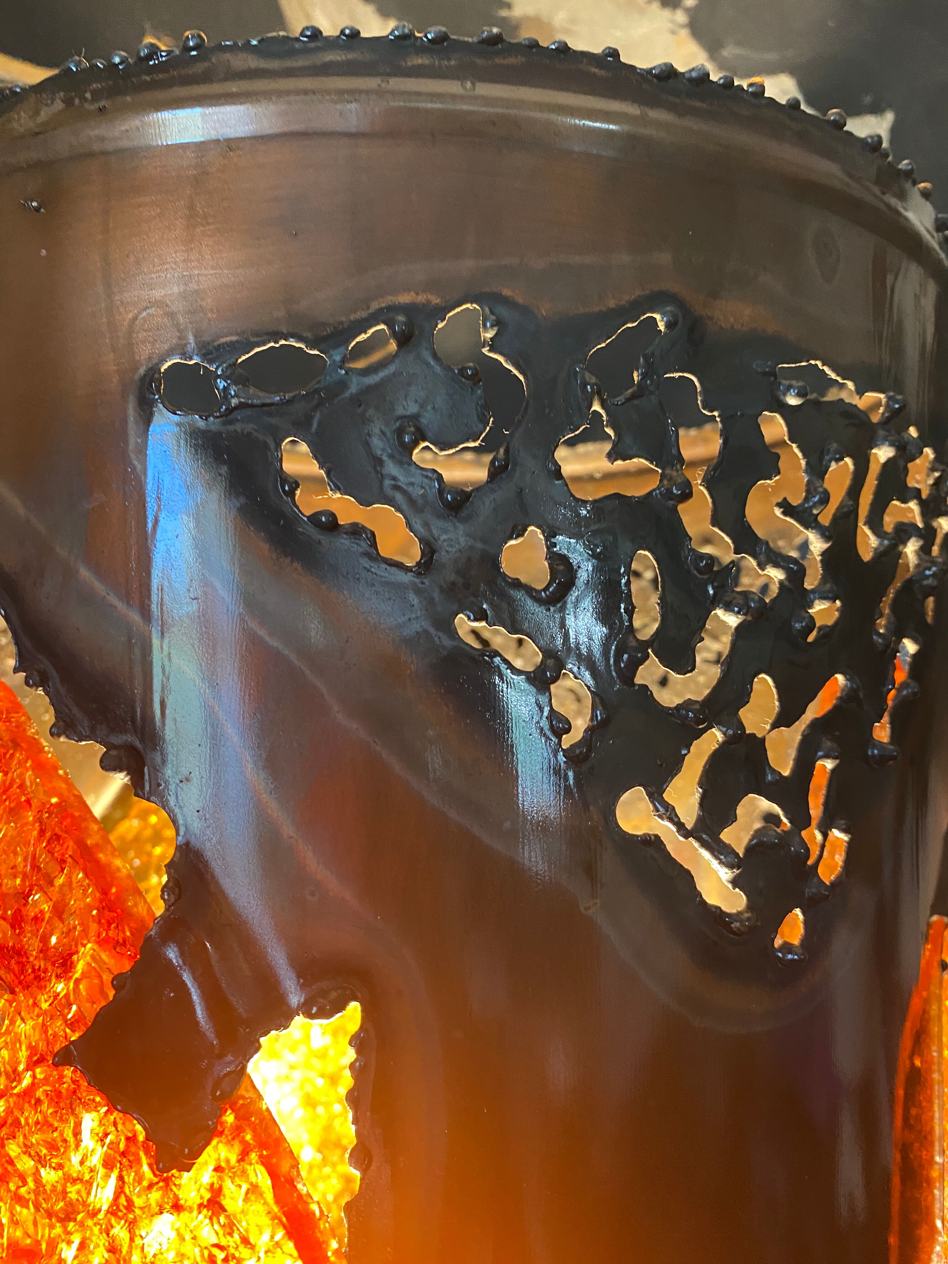 Vintage lamp ceramic copper and resin 1970