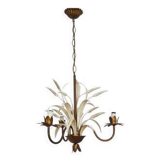 Lustre vintage Maison Masca épi de blé en métal vieilli Années 70