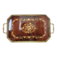 Octagonal tray in marquetry and brass, Italy, Art Deco 1940s 1950s