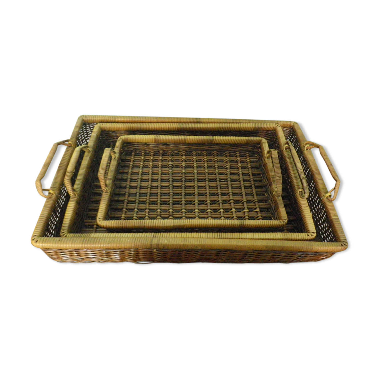 Lot of 3 servants, braided wicker trays