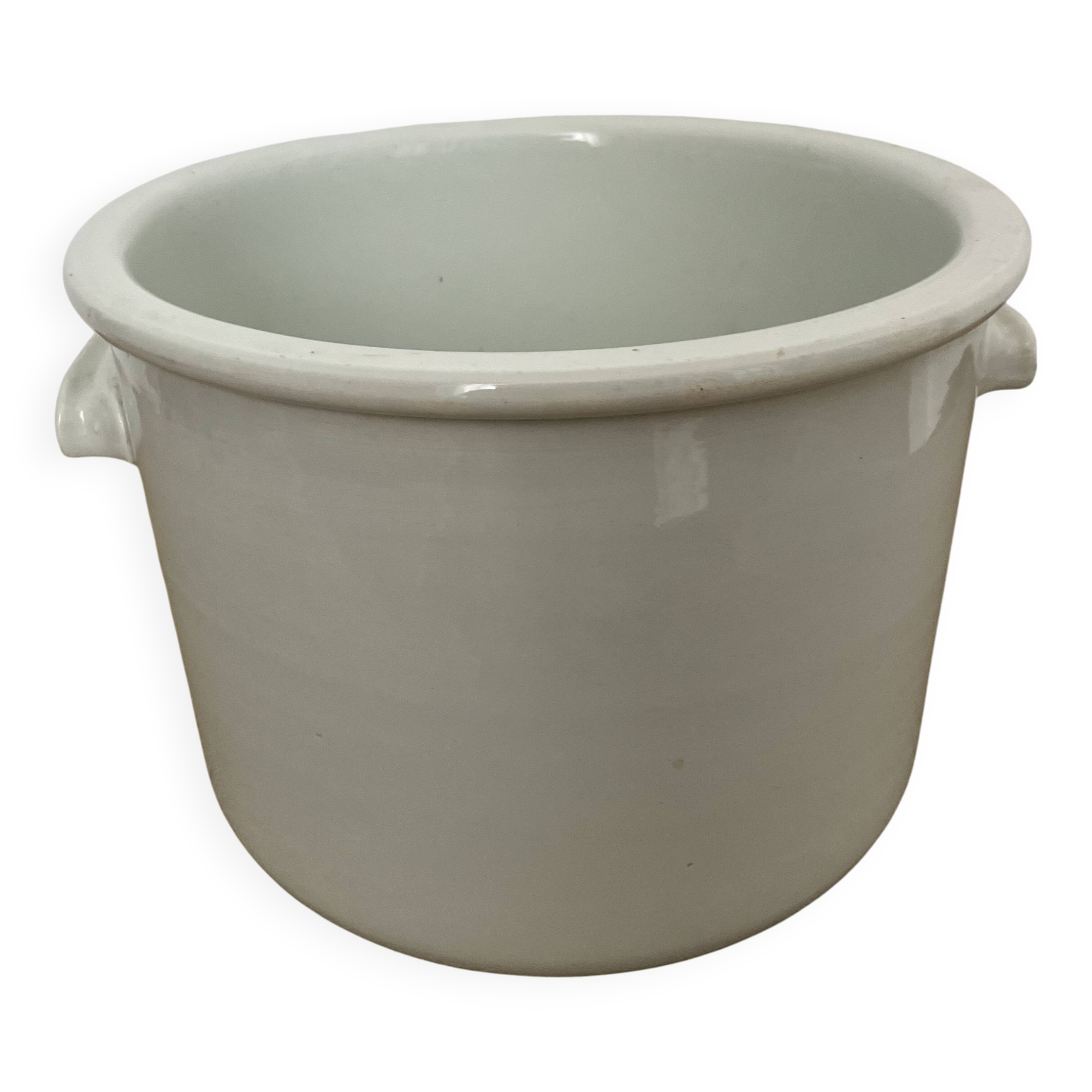 Large white earthenware pot - Creil and Montereau