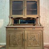 Two-body sideboard in solid oak, Art Nouveau period