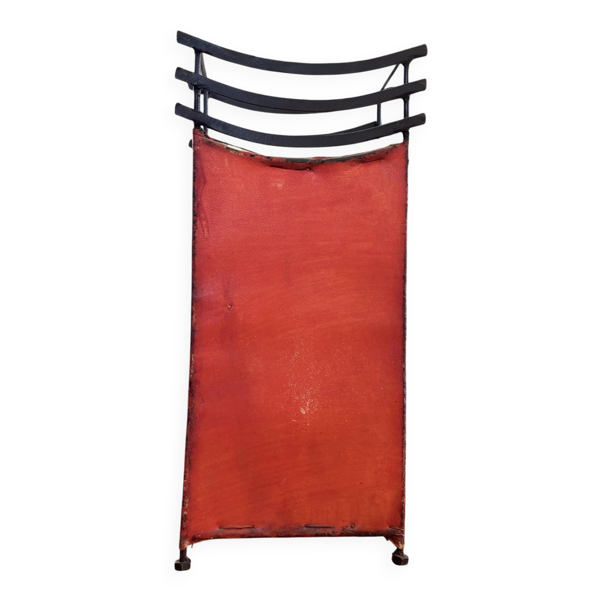 Vintage lamp in patinated black and red metal – Japanese spirit
