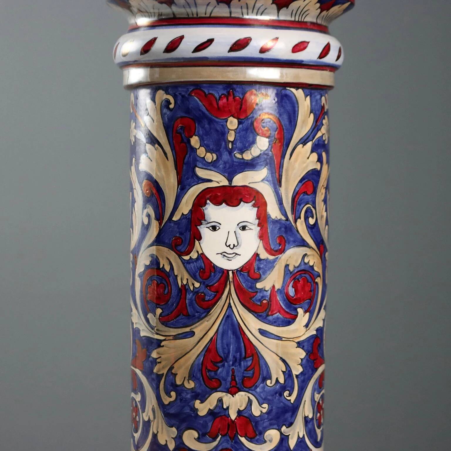 Old column in majolica I.C.A.P Gualdo Tadino 1930s-1940s
