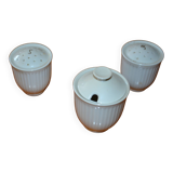 Salt shaker, pepper shaker, mustard pot set