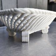 Corbeille vintage, coupe à fruits en céramique tressée