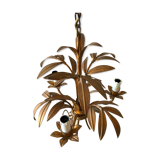 Golden vintage chandelier with leaf decoration
