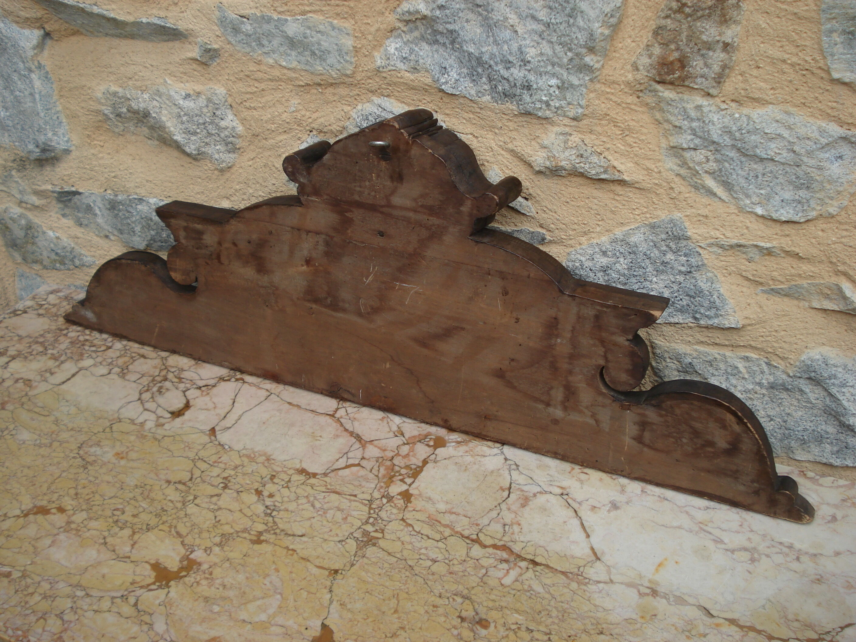 Old wooden door pediment
