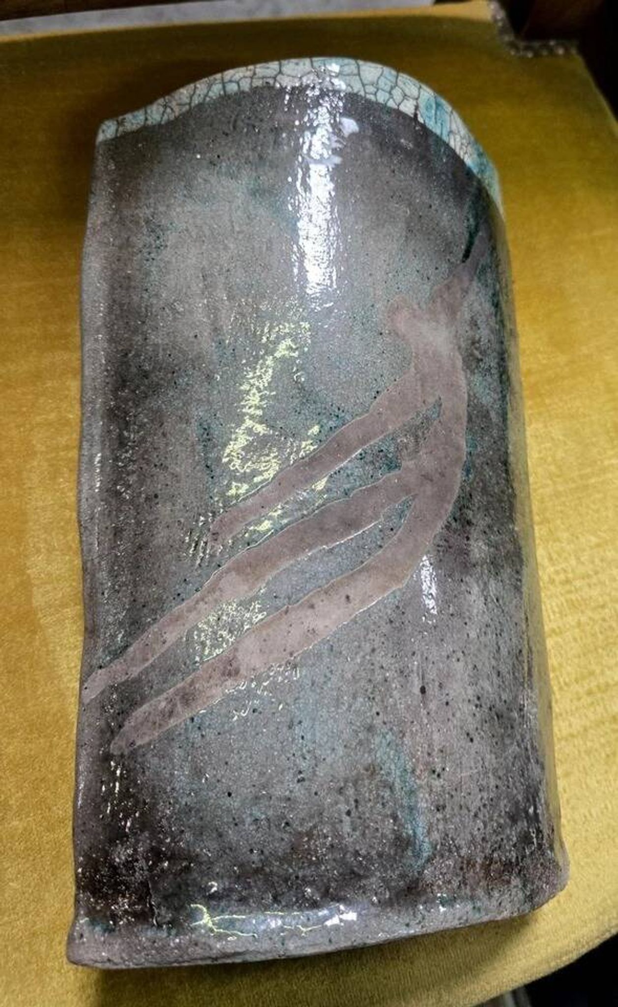 Large sculptural vase in glazed ceramic, artwork from around 1970.