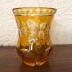 Yellow vase in carved crystal
