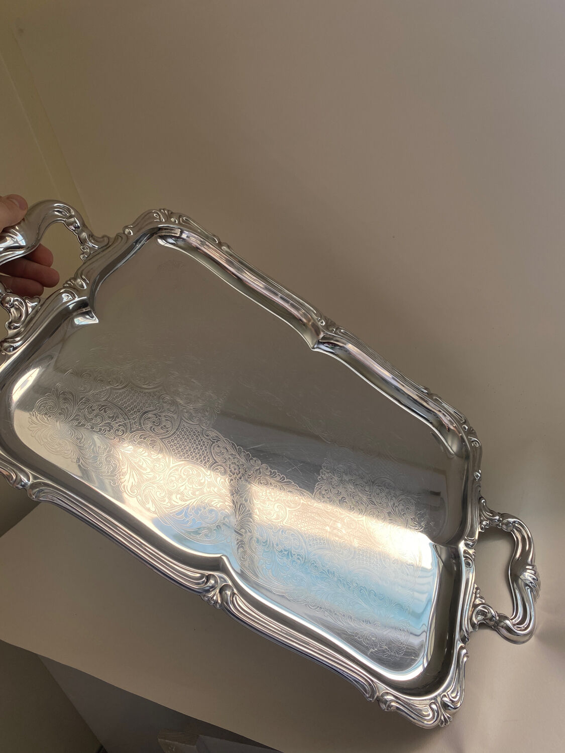 Baroque stainless steel tray Alessi