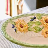 Large salad bowl / fruit bowl in hand-painted sunflower slip