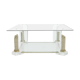 Two Tier Regency Lucite & Glass Pedestal Coffee table 1980s