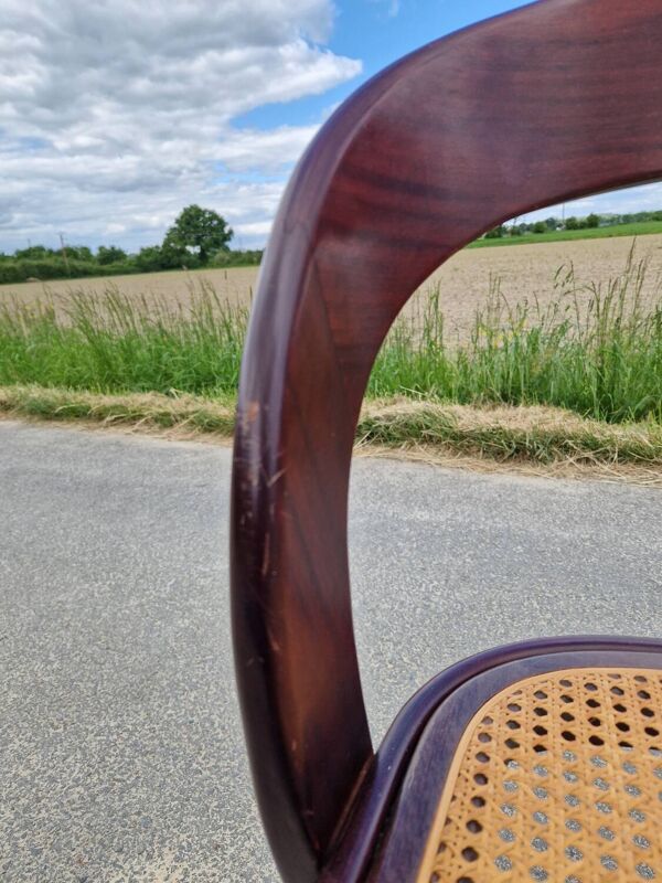 Chaise Baumann gondole en bois et cannage