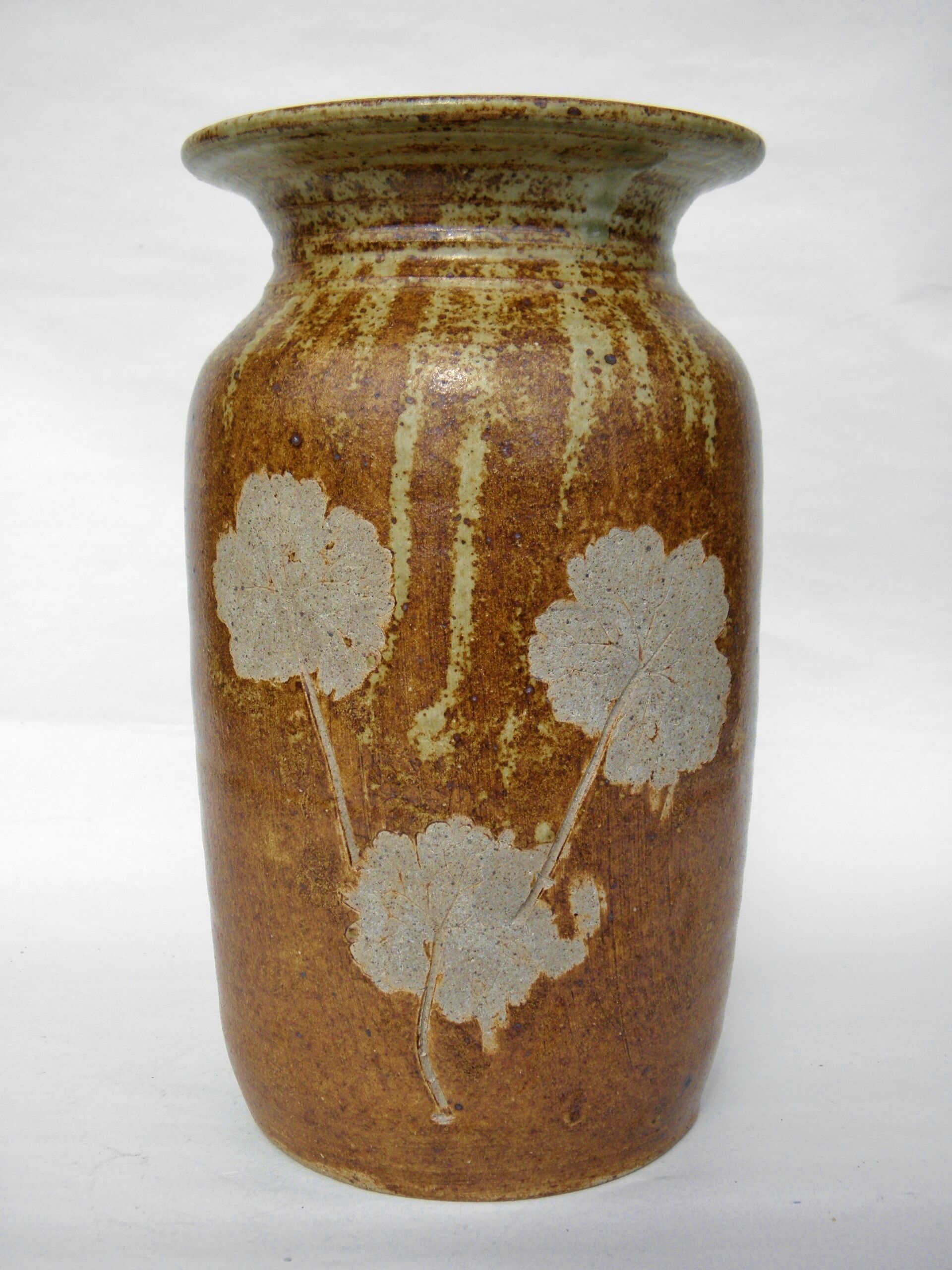 Enamelled sandstone vase 21 cm