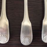 Set of 9 large spoons silver metal Christofle model arcantia vendome shell