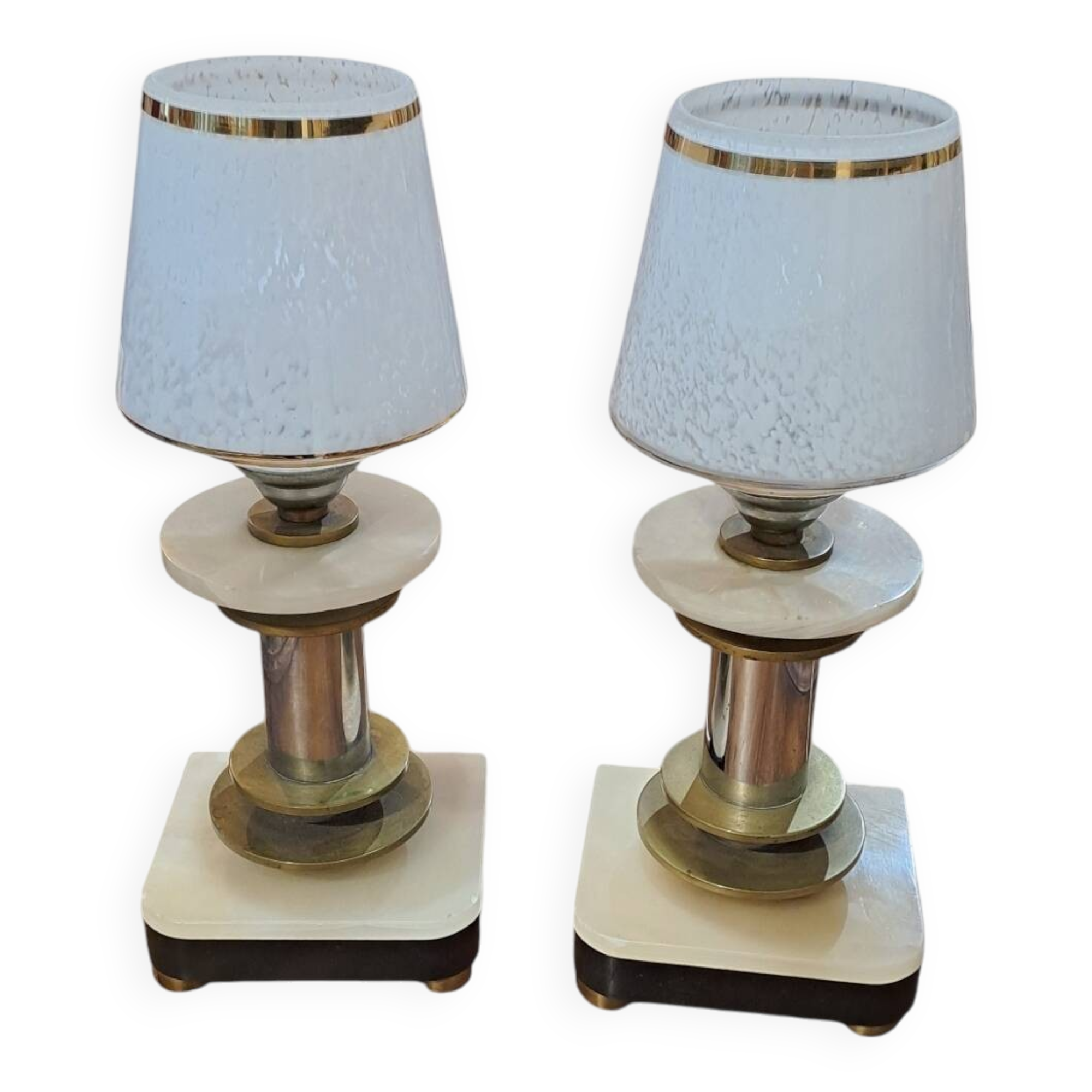 pair of art eco / onyx and Murano glass bedside tables