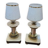 pair of art eco / onyx and Murano glass bedside tables