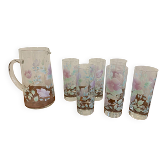 Set vintage luminarc jug and 6 glasses