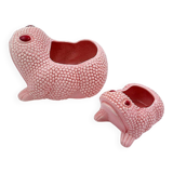 2 cache-pots zoomorphe en céramique rose