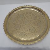 ancien plateau oriental rond  en laiton  dentelé