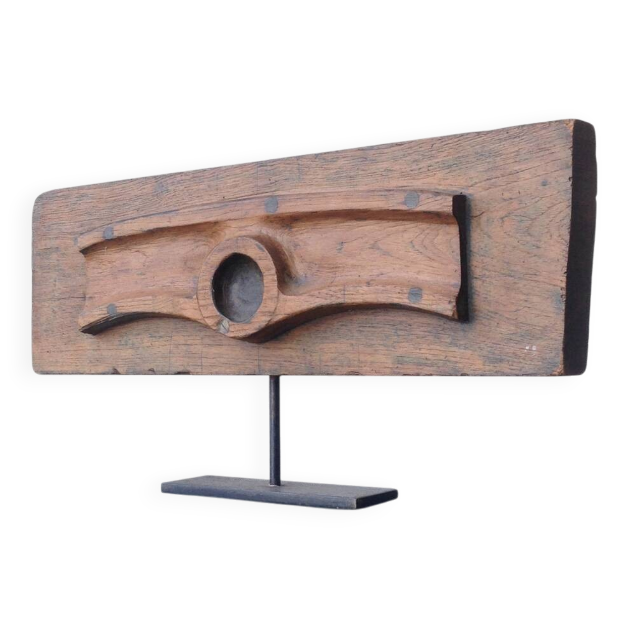 Sculpture Art Deco 1930 bois abstrait horizontale
