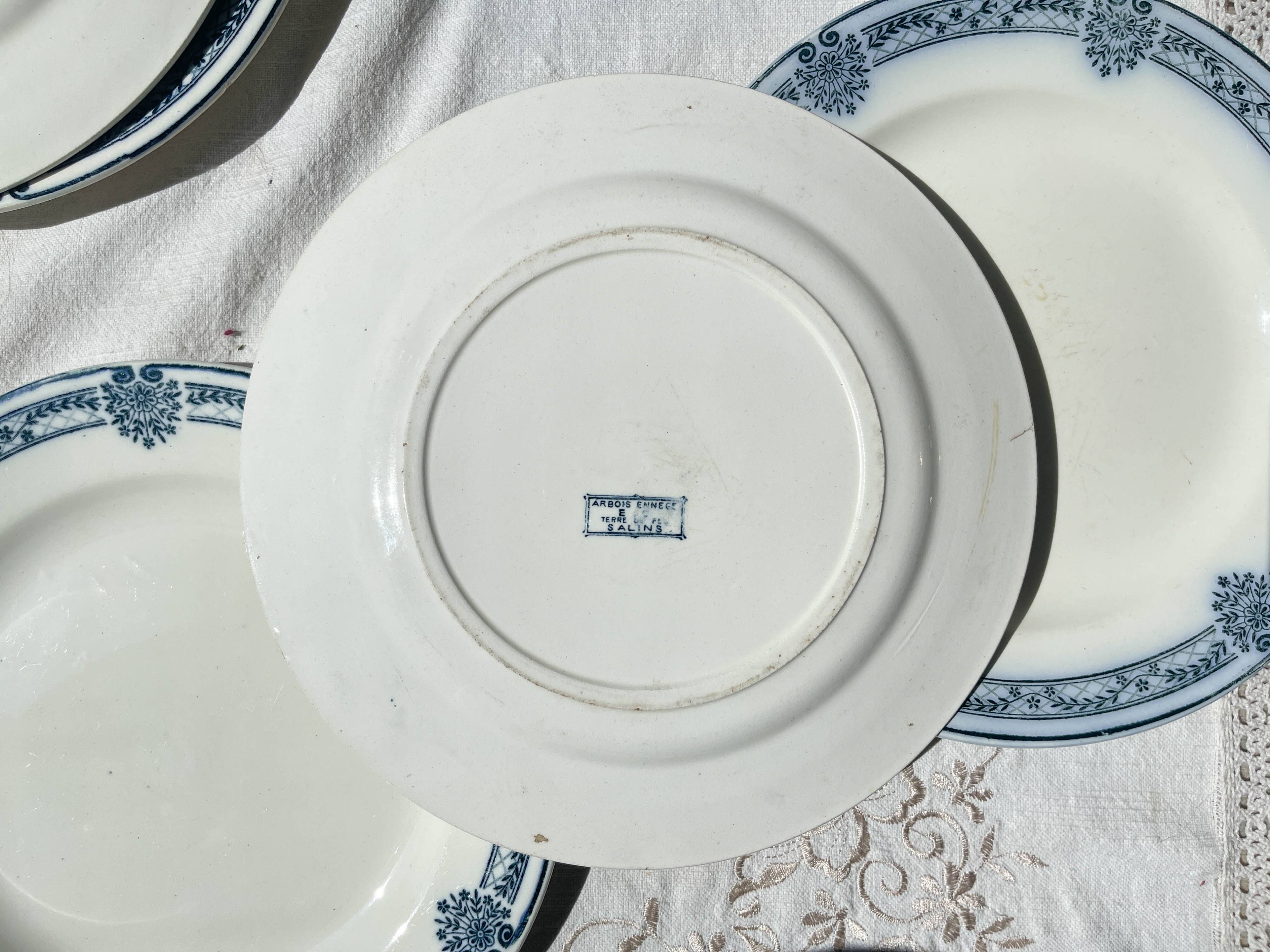 6 Flat plates Terre de fer bleu Salins model Arbois Ennege