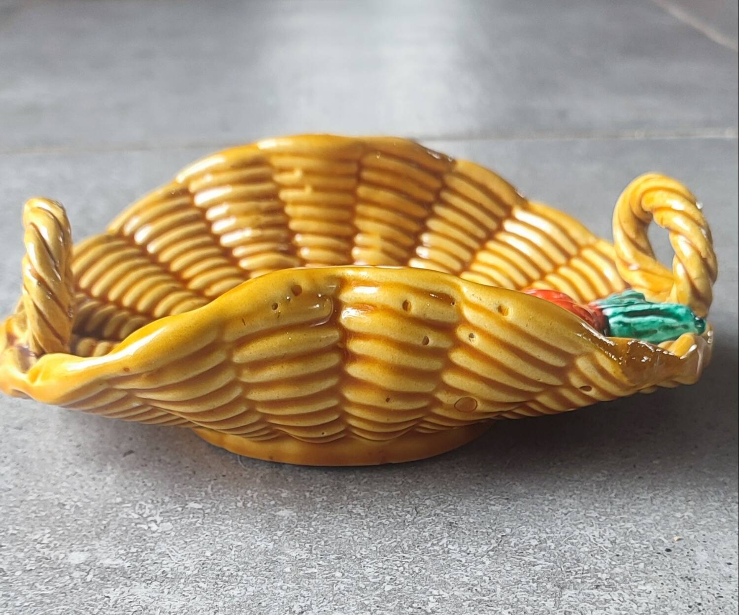 "Carrot Basket" slipware dish, Vallauris