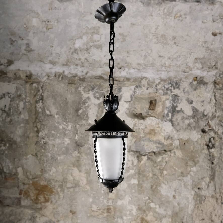 Wrought iron lantern, France, 1950s