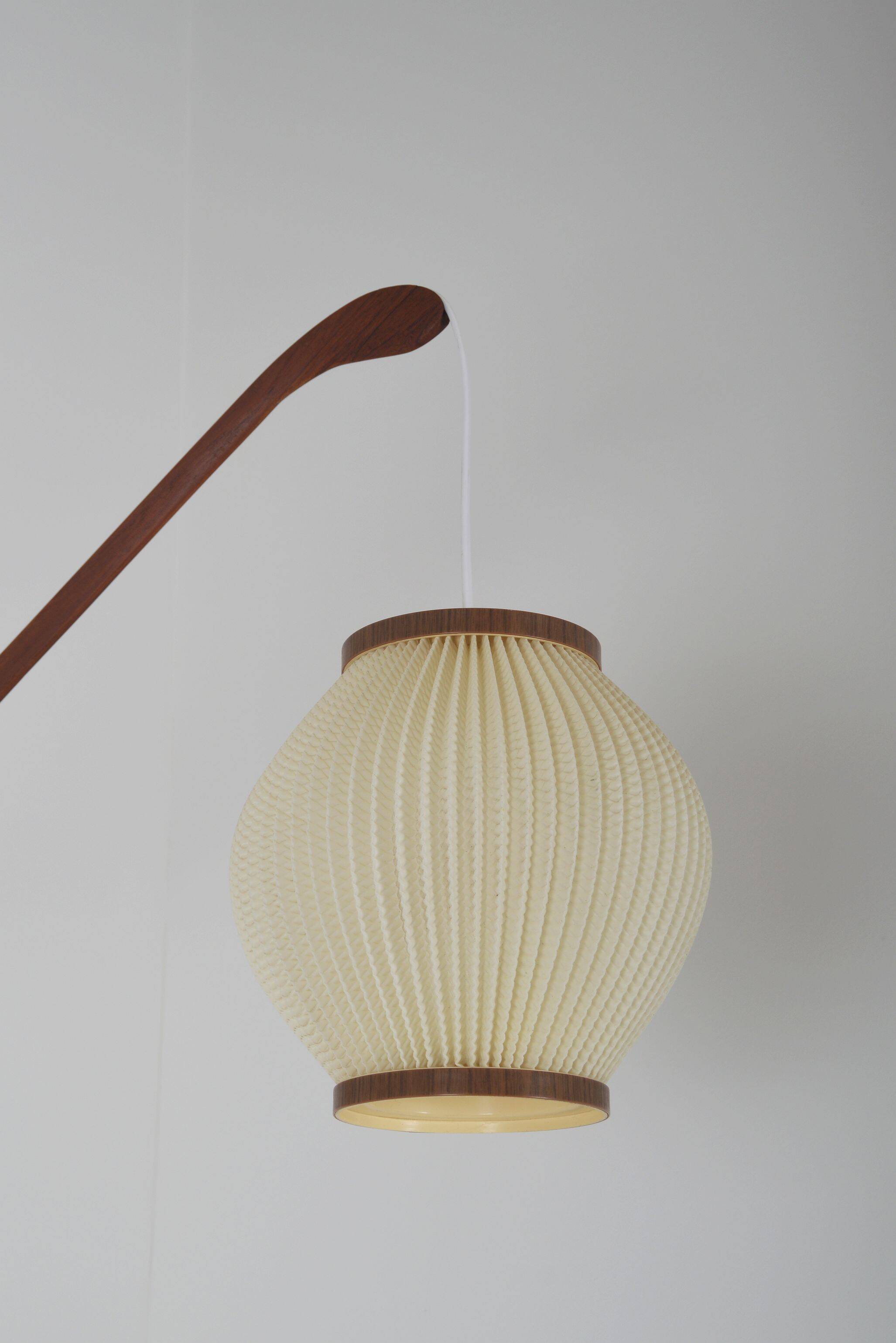 Danish teak wall lamp with pearl shade, 1960s