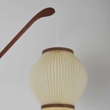 Danish teak wall lamp with pearl shade, 1960s