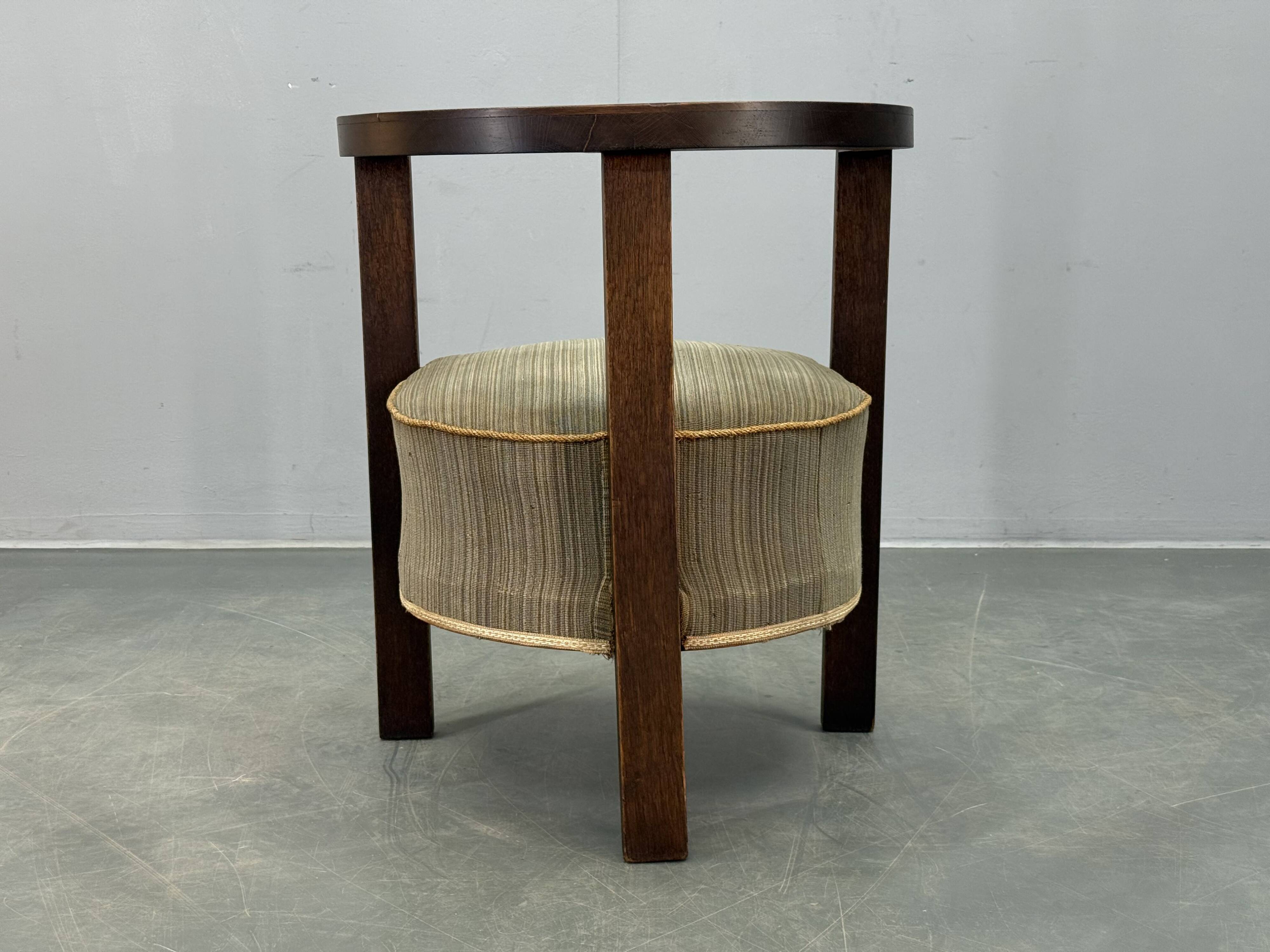 1930s Czech Art Deco Solid Oak Armchair
