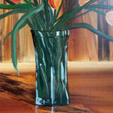Tableau ancien, nature morte au vase et verre fleuris, signé,XX siècle