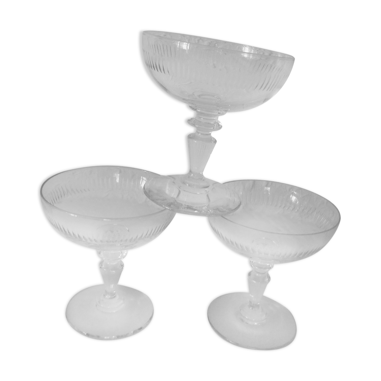 3 cups a champagne anciennes christallin glass renaissance shape