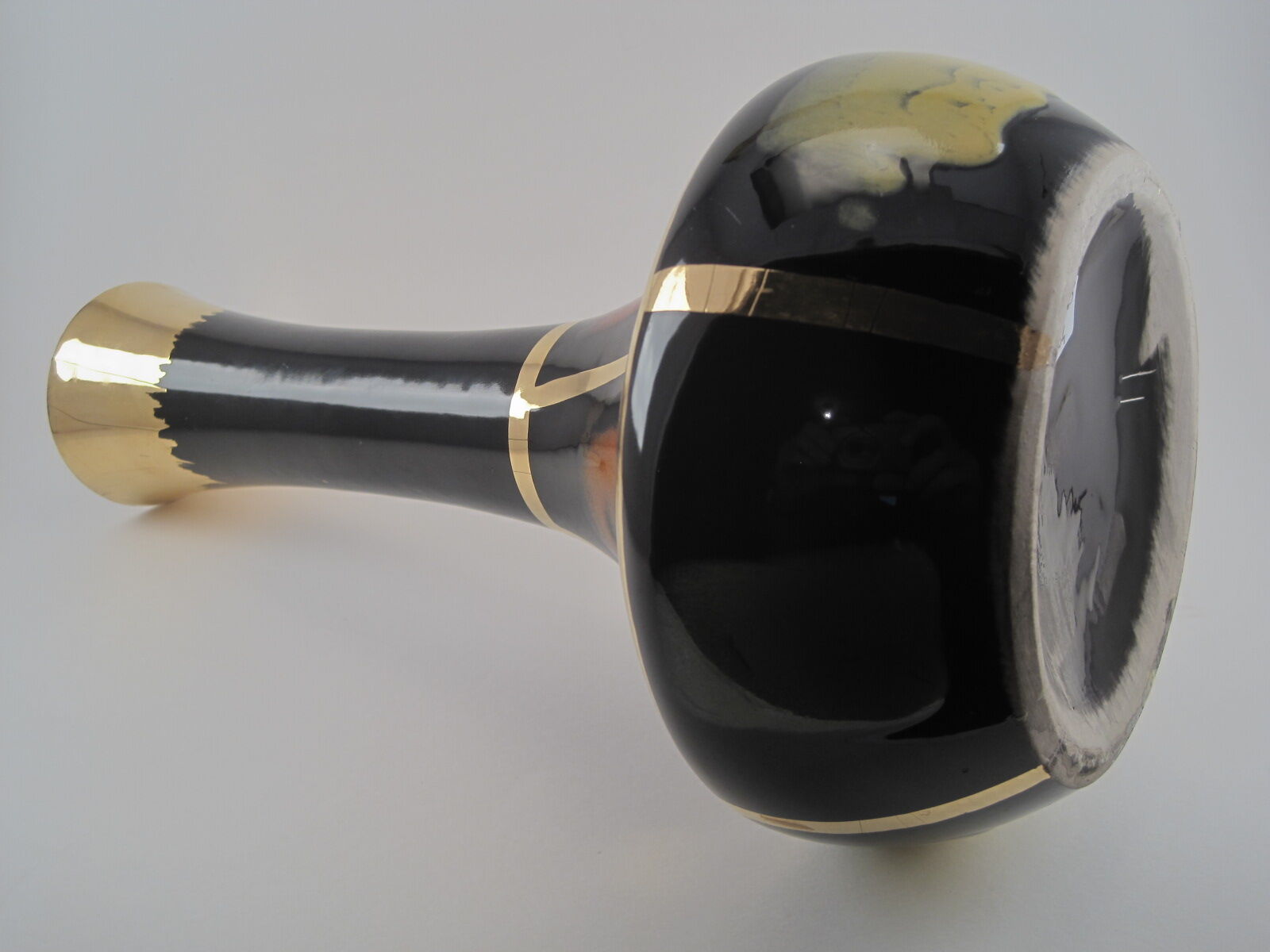 Black enameled ceramic vase Vintage