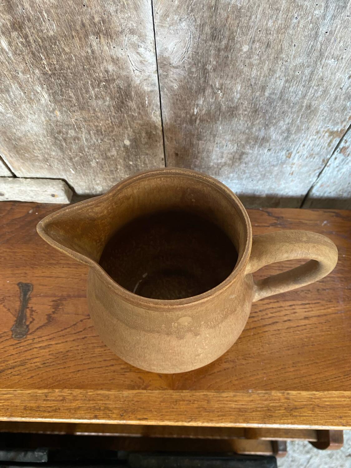 Antique rhodaceram pitcher beige stoneware made in france vintage