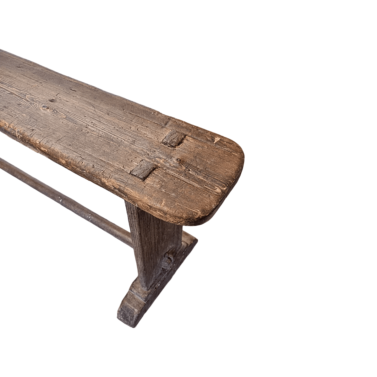 Antique French Wooden Bistro Bench, from around 1850