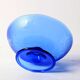 Blue Pressed Glass Pedestal Bowl with Stars Pattern / Italy / 2000s